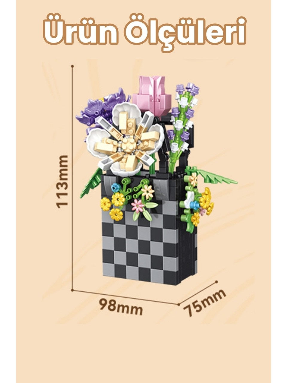 Butik Buket Serisi: P1073 | 556 Parça | 6+ Yaş | 11CM Çiçek Maketi