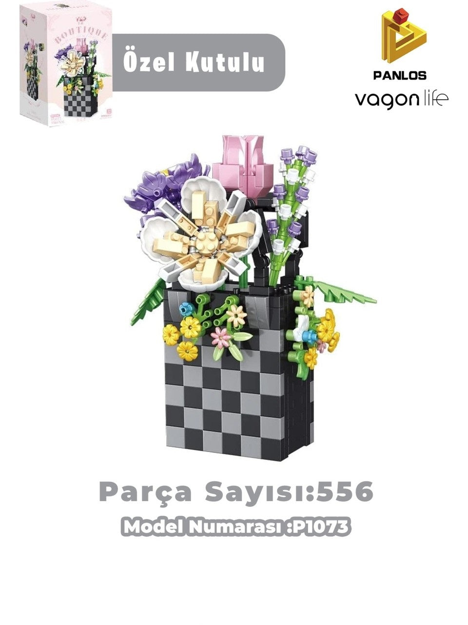 Butik Buket Serisi: P1073 | 556 Parça | 6+ Yaş | 11CM Çiçek Maketi