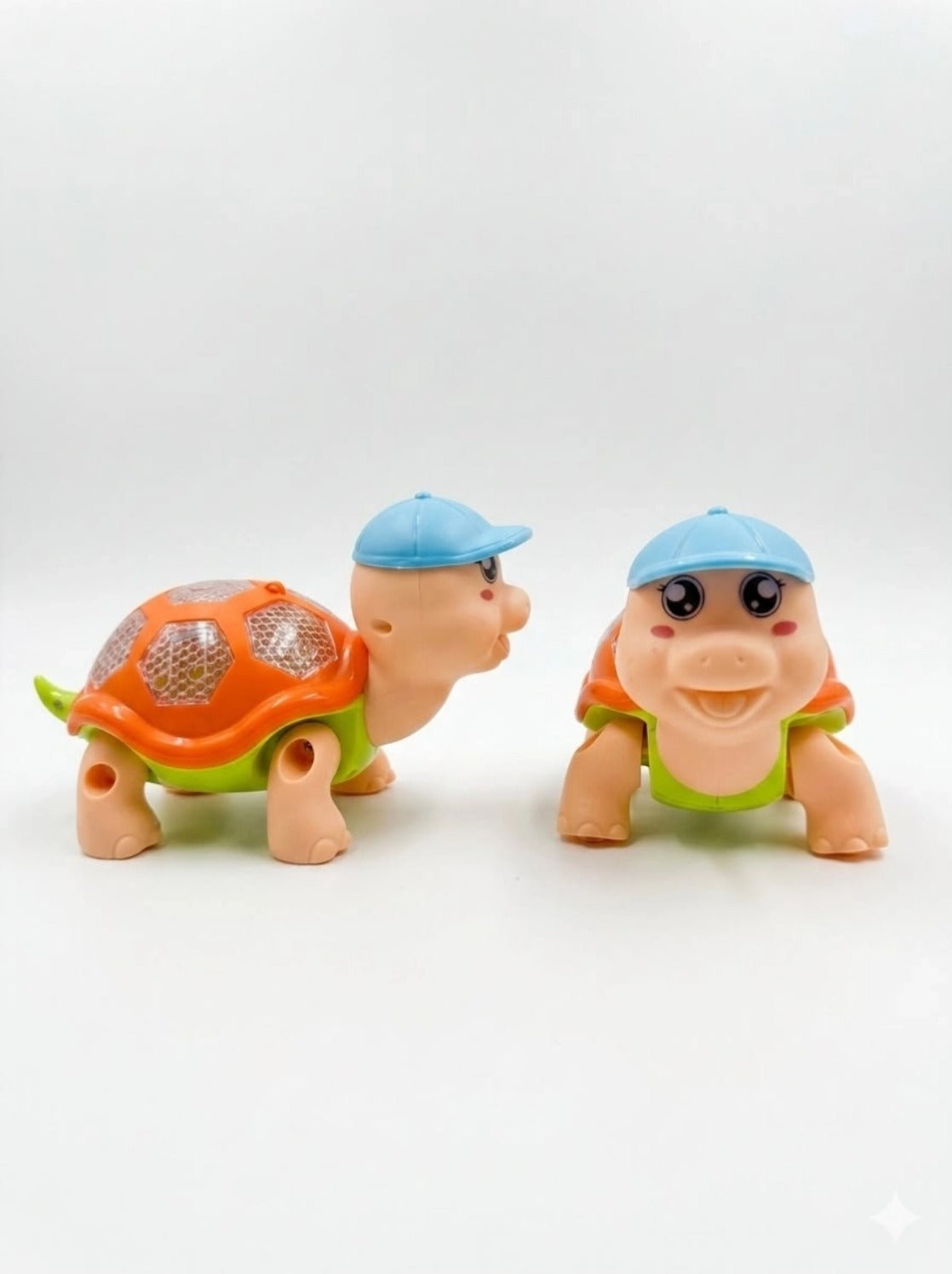 Işıklı ve Müzikli Yürüyen Kaplumbağa Sesli Pilli Bebek Oyuncağı, Emeklemeye Ve Yürümeye Yardımcı 18CM