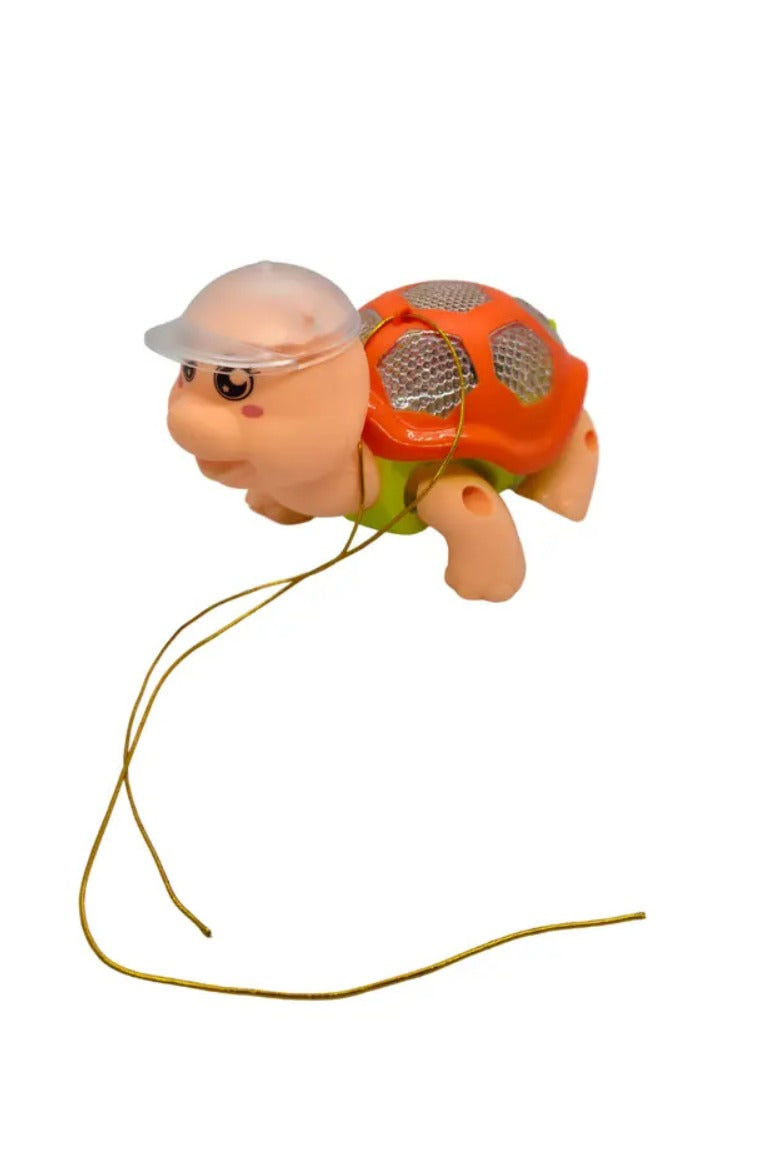 Işıklı ve Müzikli Yürüyen Kaplumbağa Sesli Pilli Bebek Oyuncağı, Emeklemeye Ve Yürümeye Yardımcı 18CM