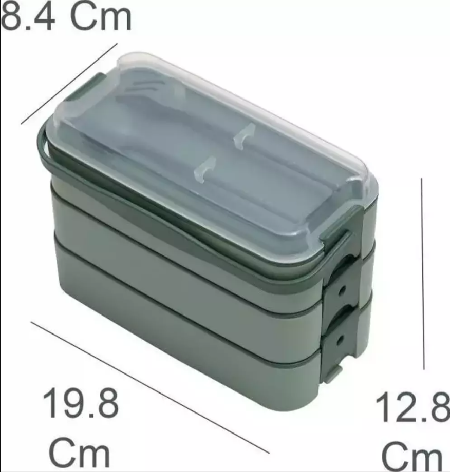 Gondol Layer G-770 Beslenme Kutusu ( 3 Katlı X 420ml & Çatal & Kaşık & Tekli Taşıma Kulp ) (Pembe, Yeşil, Krem ve Gri Renkler)