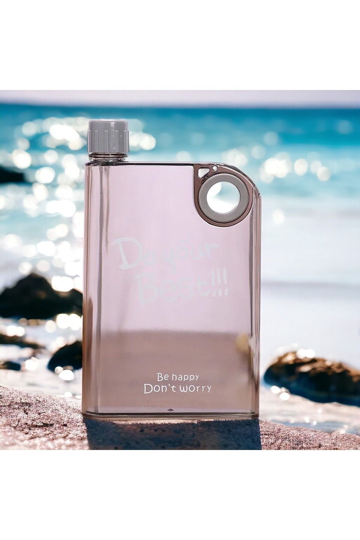 Gri A5 380ML Su Matara Notebook Sporcu Suluk Su Şişesi Gri 300 ml Plastik