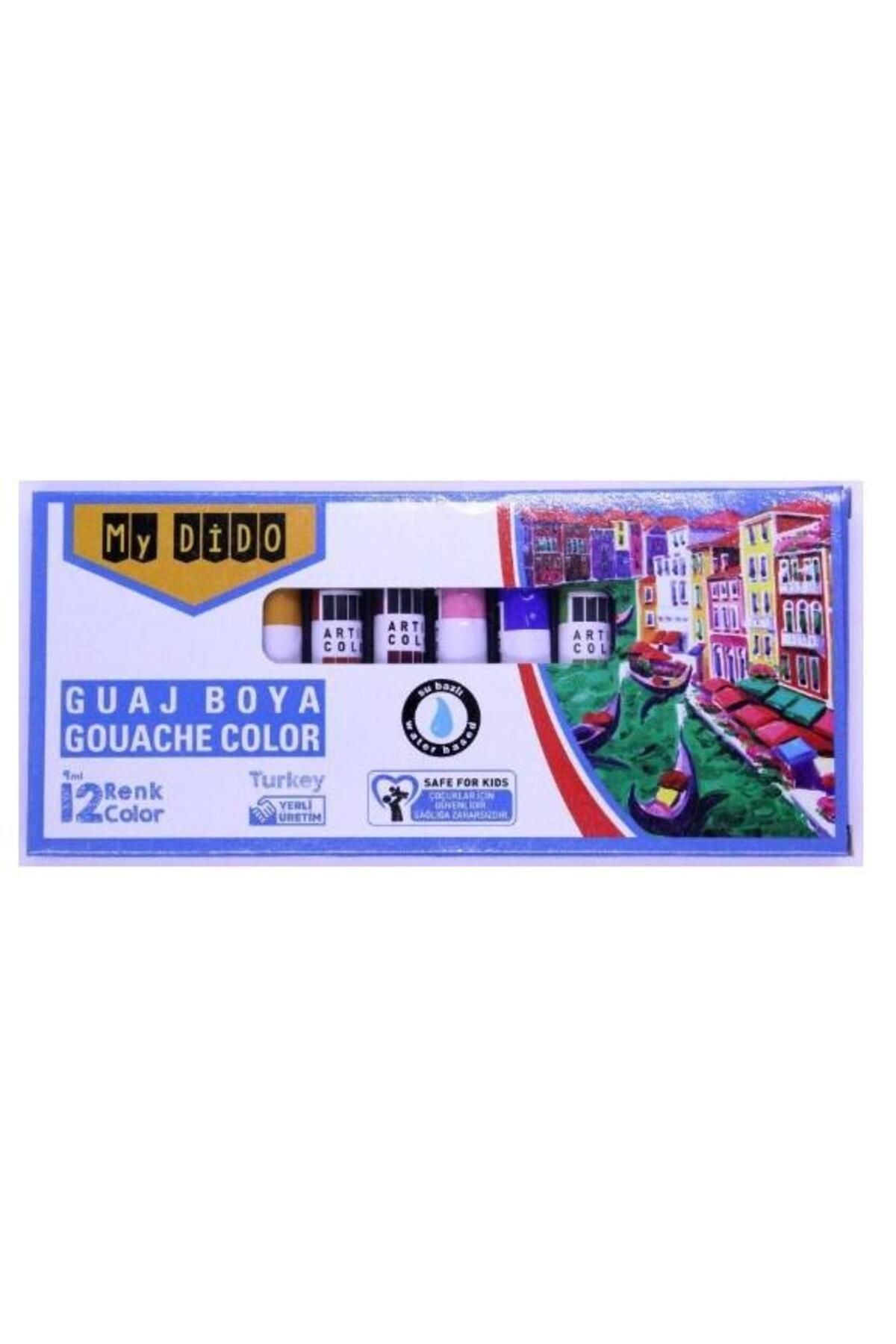 Guaj Boya 12 Renk X 9 Ml Su Bazlı Tüp 1 Paket Mydido Guaj Boya 12 Li