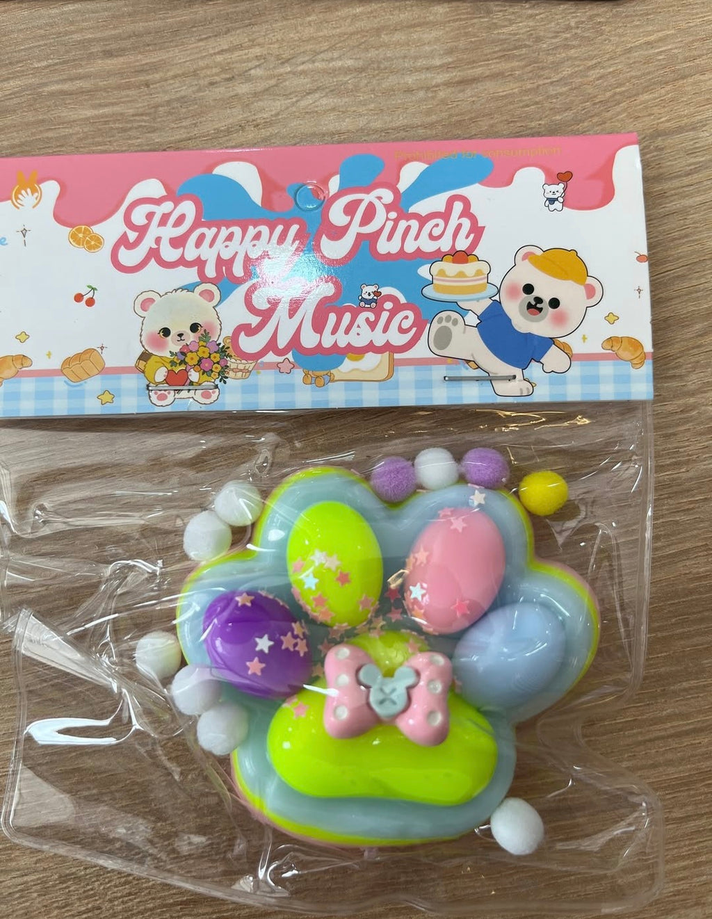 Happy Pinch Music Squishy Squeeze Stres Giderici Pati, Yumuşak Jel Sıkma Oyuncağı, 11CM, Renkli
