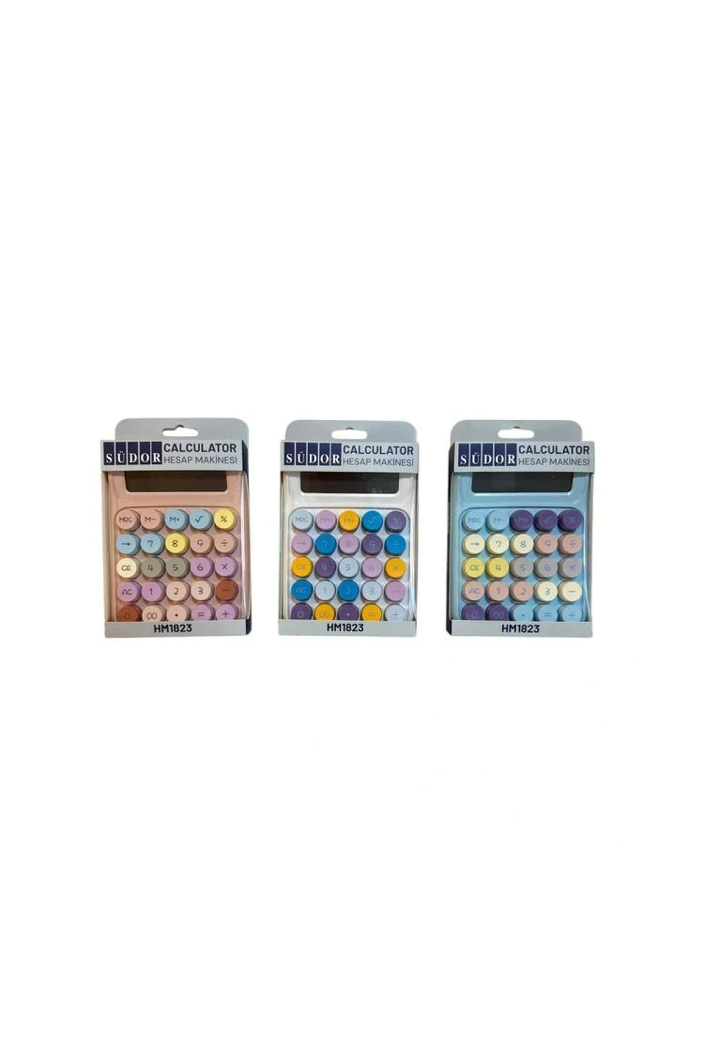 HM1823 8 HANE RENKLİ YUVARLAK TUŞLU PASTEL M HESAP MAKİNESİ