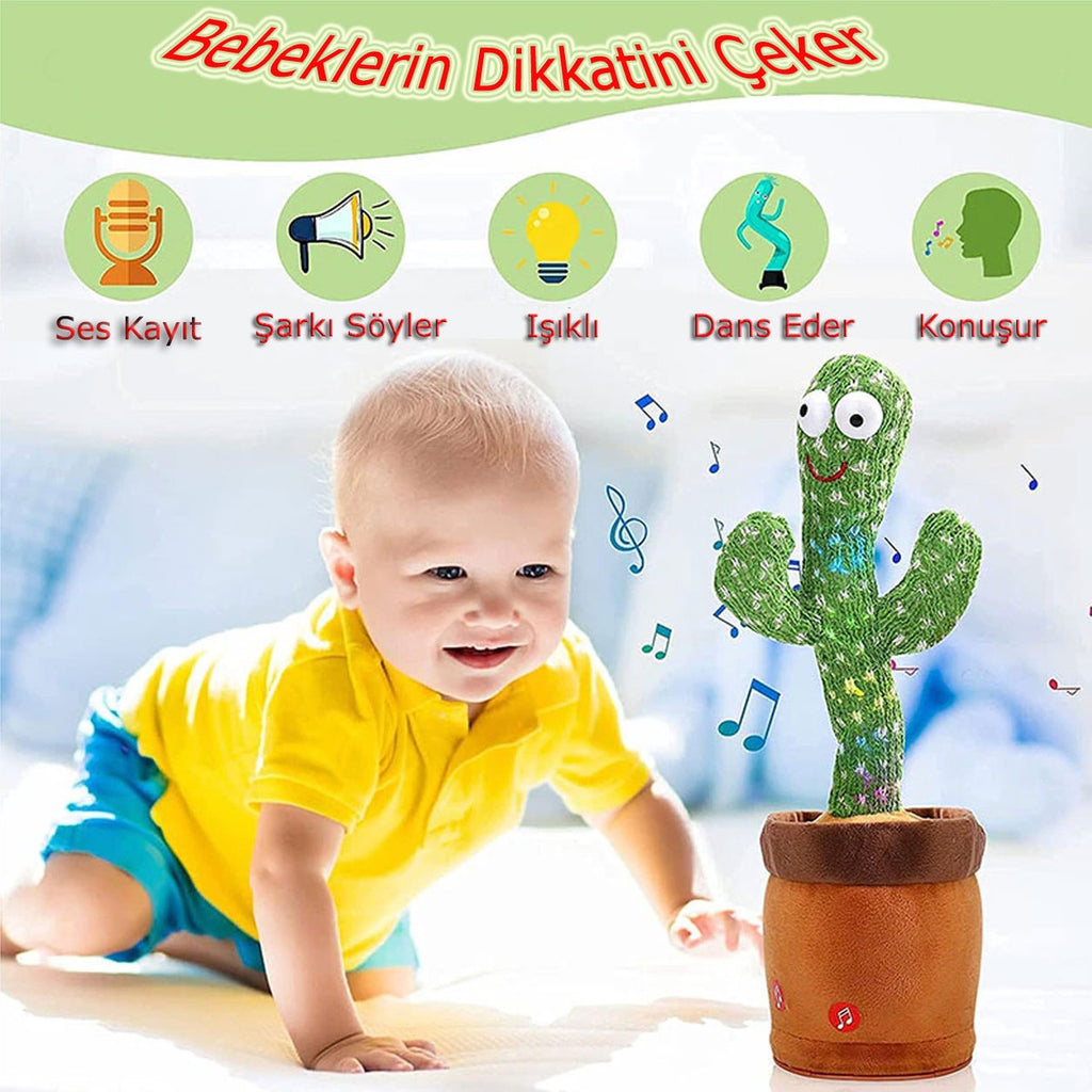Kaktüs USB Şarjlı Ses Taklidi Yapan Işıklı Konuşan Dans Eden Kaktüs