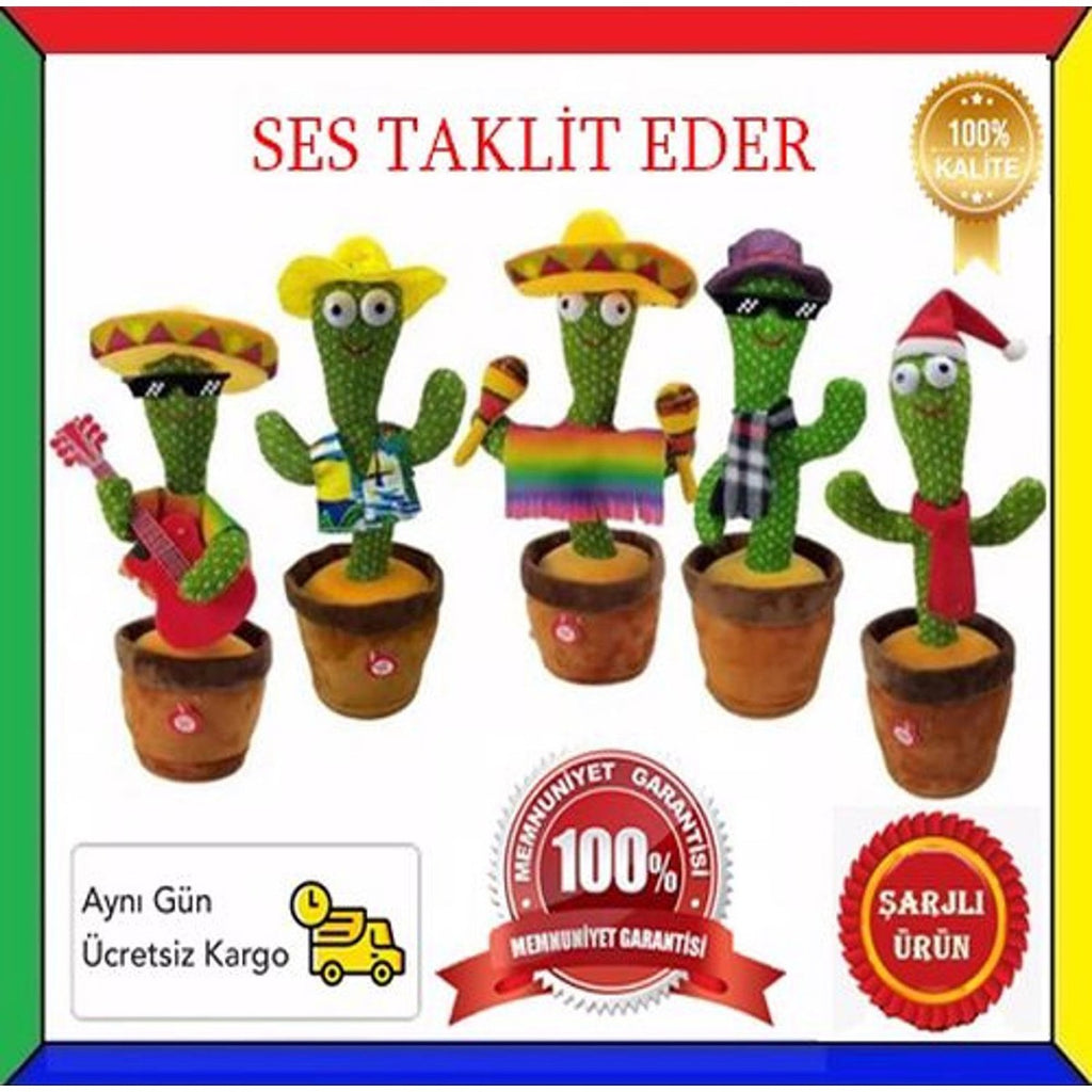 Kaktüs USB Şarjlı Ses Taklidi Yapan Işıklı Konuşan Dans Eden Kaktüs