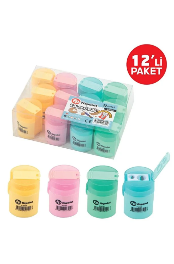 Kalemtraş 2li Yuv.Pastel Renk 12li Paket P-6102