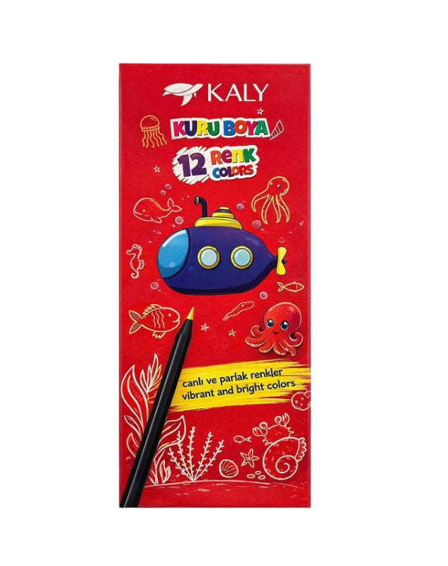 KALY Kuru Boya Seti 12 Renk Canlı ve Parlak Tonlar 175 mm Kırılmaya Dirençli