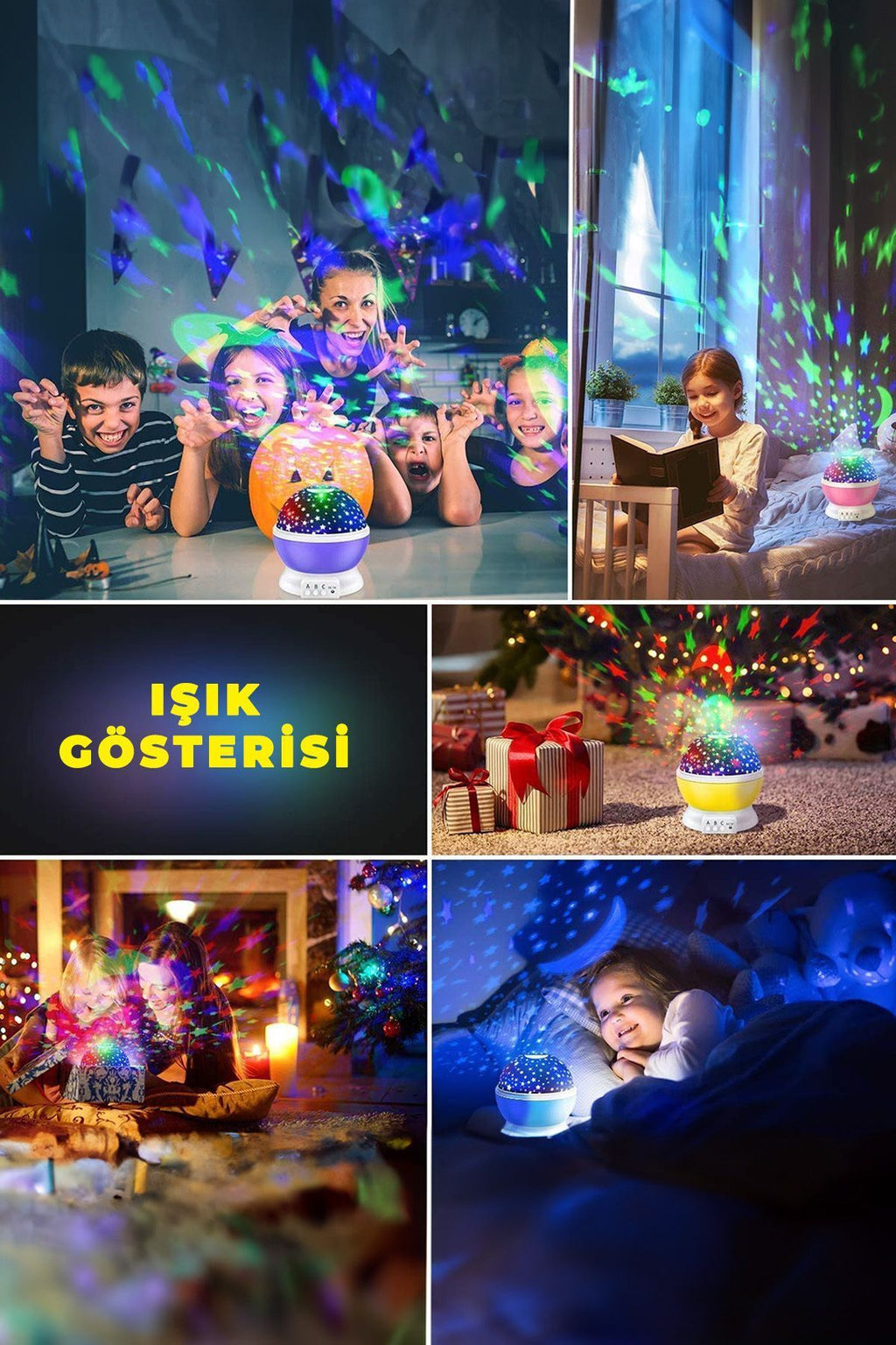Kamp-Çadır Çocuk Odası Pilli Usbli Yıldız Gökyüzü Projeksiyonlu Star Master Gece Lambas