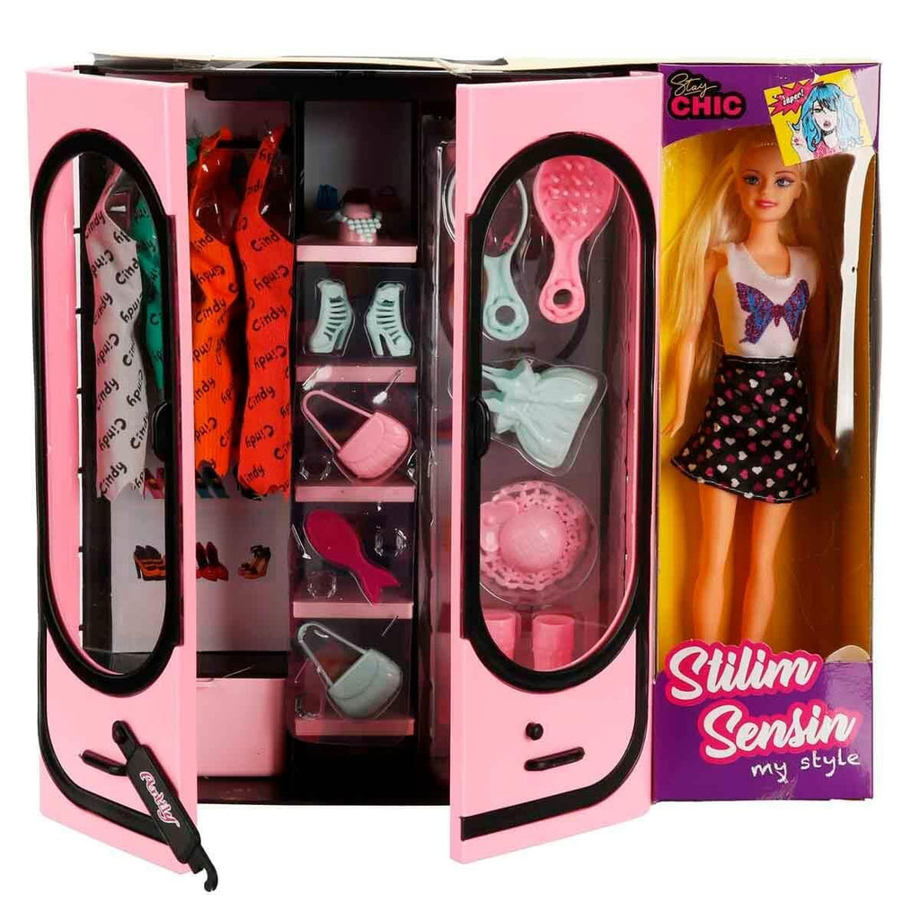 Anlily Stilim Sensin Elbise Dolaplı, Gardroplu, Kıyafetli Model Bebek