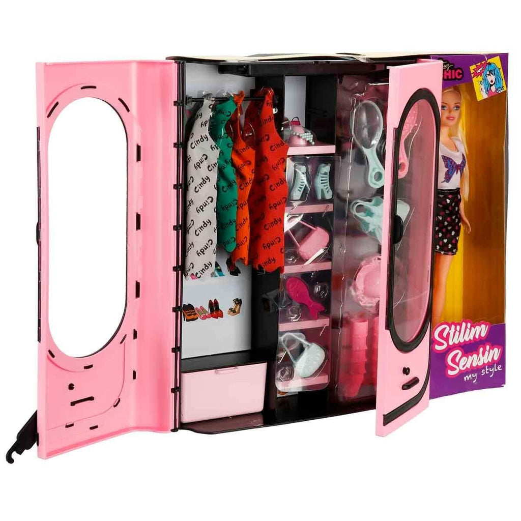 Anlily Stilim Sensin Elbise Dolaplı, Gardroplu, Kıyafetli Model Bebek