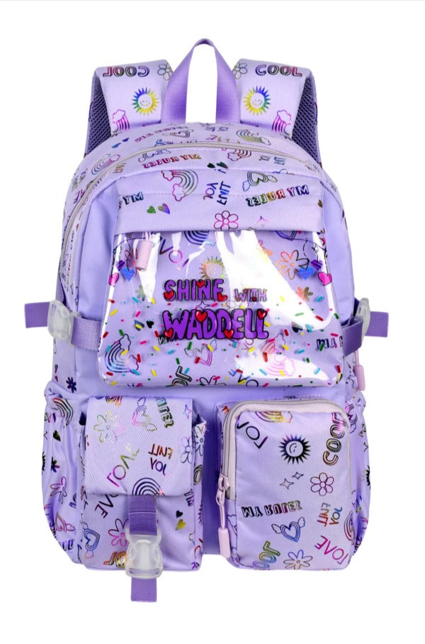 Kawaii Kore Tarzı Fitilli Kumaş Desenli Sırt Çantası, Beslenme Çantası ve Kalemlik Üçlü Seti