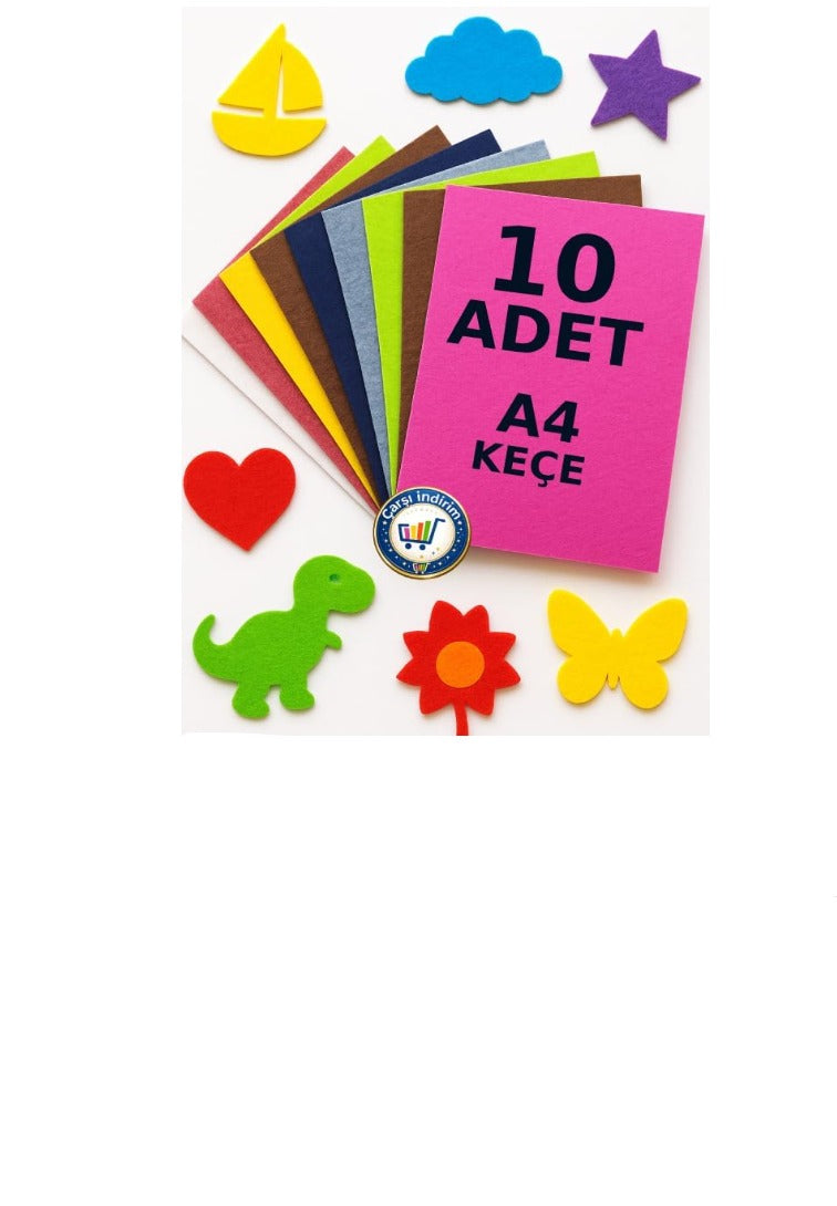 Keçe Düz 20x30 A4 10'Lu Karışık Renk