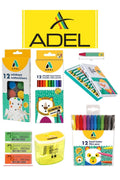 Kırtasiye ve Oyuncak Dünyası Adel 8 Parça Kırtasiye Seti 12 Li Pastel+Sulu+Kuru Boya+Keçeli Kalem