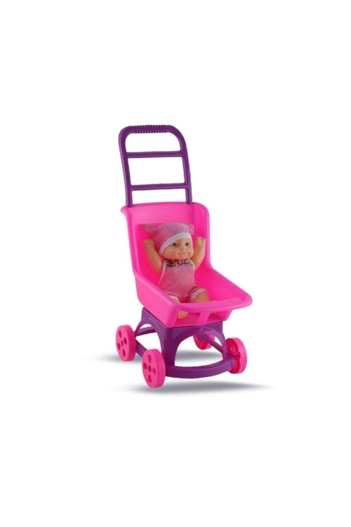 Kız Çocuk Pembe Pusette Oyuncak Et Bebek