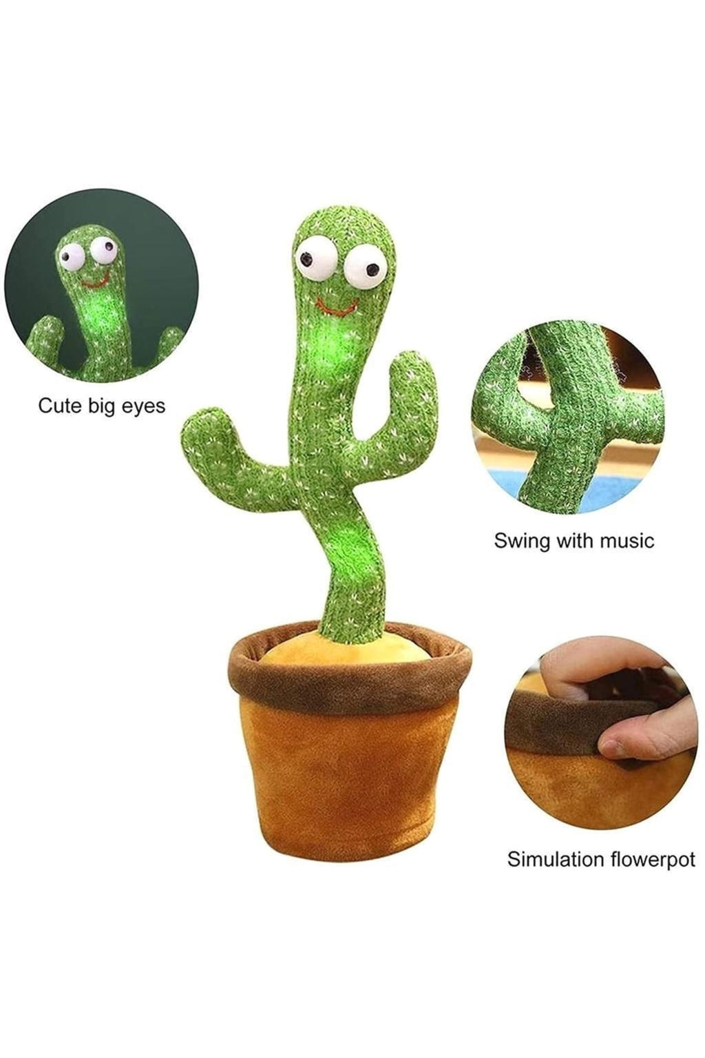 Konuşan Dans Eden Kaktüs Müzikli Işıklı Saksı Peluş Oyuncak