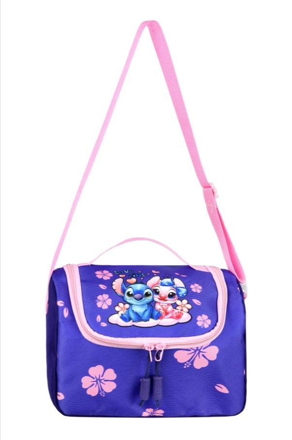 Kore Kawai Mor Stitch Stiç Temalı Kız Çocuk İlkokul Çantası Termal Beslenme Çantası ve Kalemlik Set