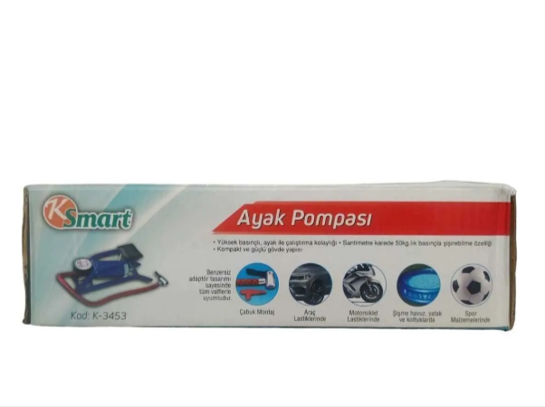 KSmart Basınç Göstergeli Ayak Pompası Araç ve Motorsiklet Lastiği, Şişme Malzemeler, Toplar