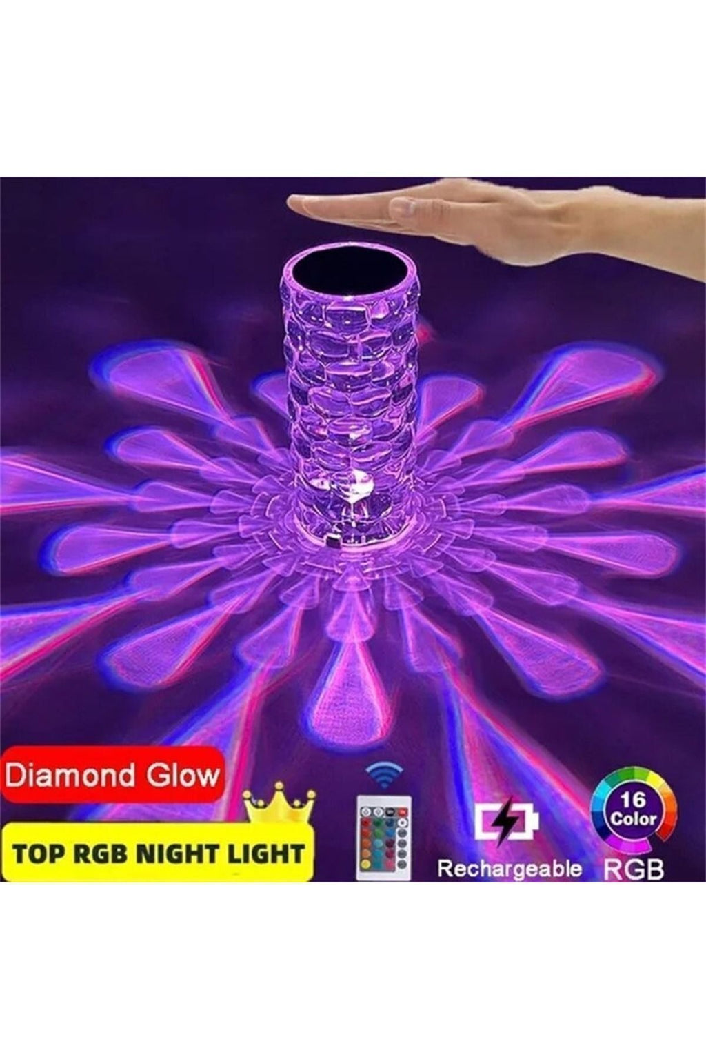 Kumandalı Kristal Masa Lambası Rgb Gece Lambası 16 Renk Ve 4 Mod Dokunmatik Kontrol