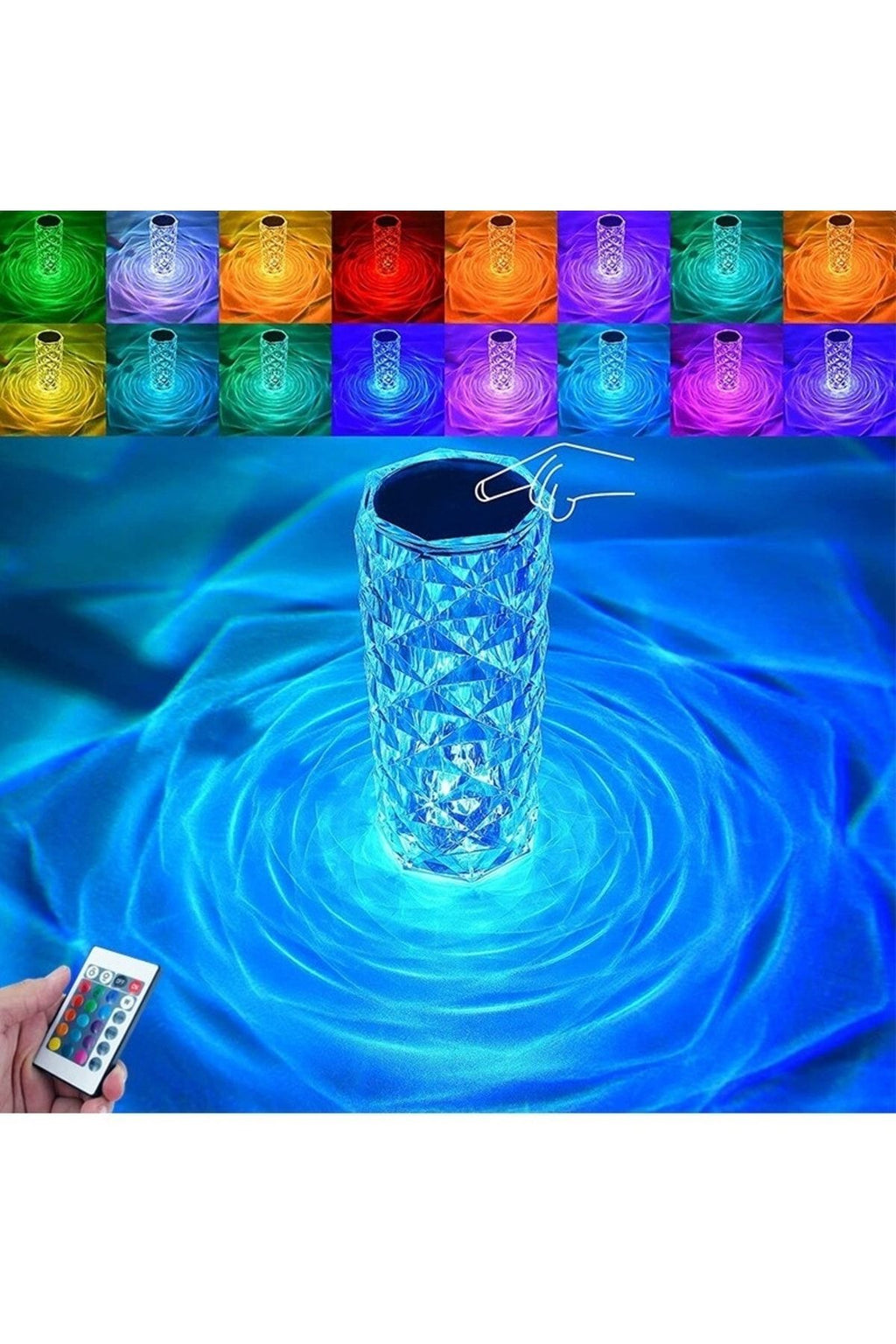 Kumandalı Kristal Masa Lambası Rgb Renk Değiştiren Gece Lambası 16 Renk 4 Mod Dokunmatik Kontrol