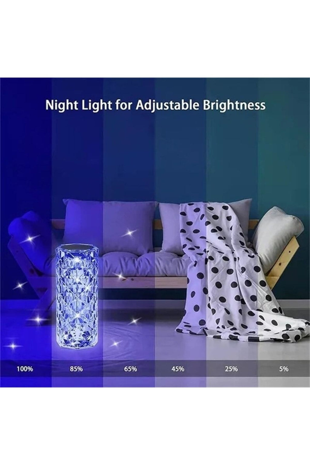 Kumandalı Kristal Masa Lambası Rgb Renk Değiştiren Gece Lambası 16 Renk 4 Mod Dokunmatik Kontrol