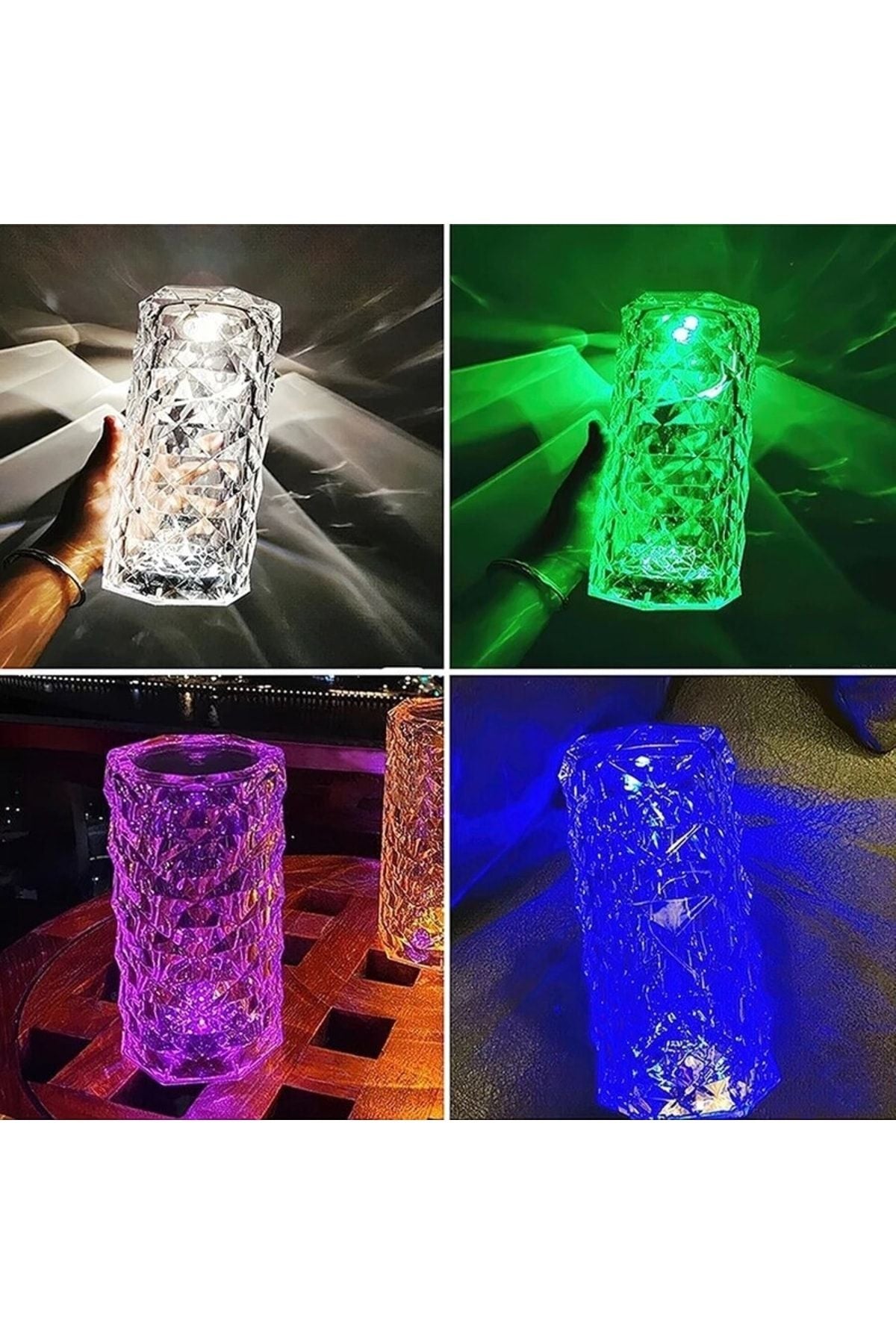 Kumandalı Kristal Masa Lambası Rgb Renk Değiştiren Gece Lambası 16 Renk 4 Mod Dokunmatik Kontrol