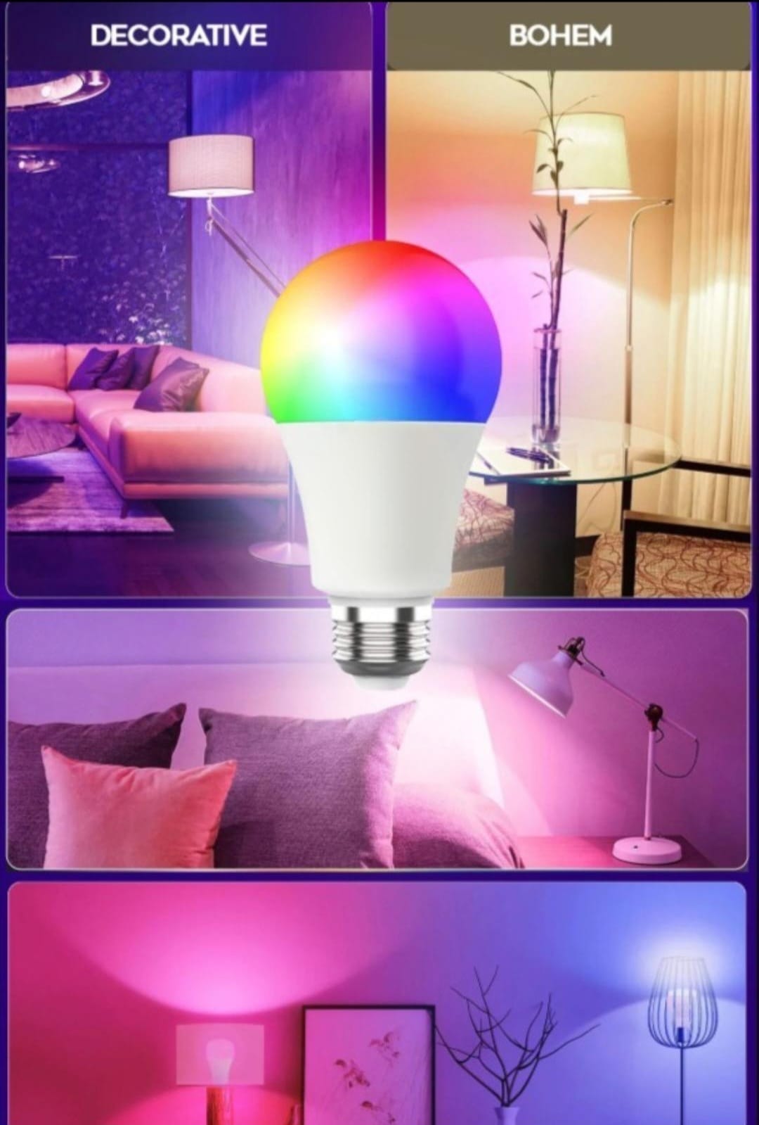 Led Lamba Kumandalı Ambiyans Aydınlatma 800 Lümen Tasarruflu Renk Değiştiren Led Işık
