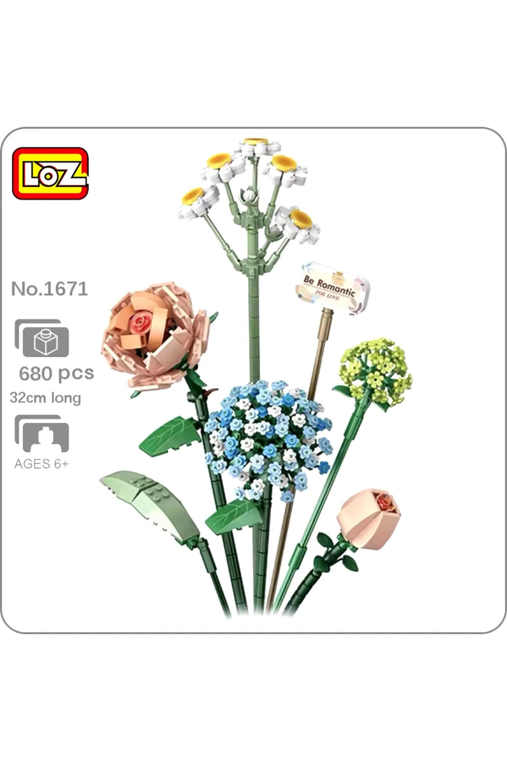 Loz 1671 Çiçek Buketi Dekoratif Çiçek Blok Yapım Seti (680 PARÇA)