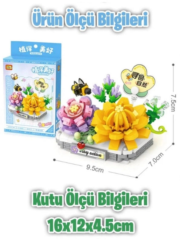LOZ Evcil Çiçek Serisi: Lotus | 390 Parça Mikro Bloklar | 14+ Yaş | Çiçek Maketi