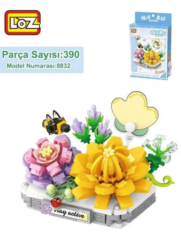 LOZ Evcil Çiçek Serisi: Lotus | 390 Parça Mikro Bloklar | 14+ Yaş | Çiçek Maketi