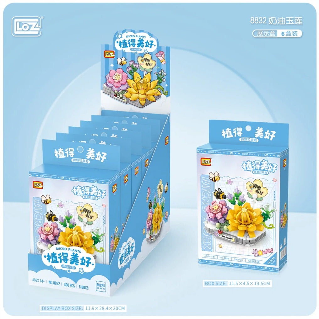 LOZ Evcil Çiçek Serisi: Lotus | 390 Parça Mikro Bloklar | 14+ Yaş | Çiçek Maketi