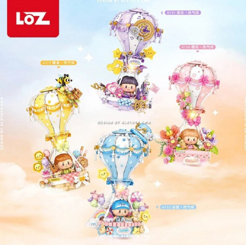 LOZ Ledli Uçan Balon Serisi: Pembe Çiçekli Kız | 789 Parça Mikro Bloklar | 15+ Yaş | Balon Maketi
