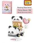 LOZ Sallanan Araba Serisi: Panda Süren Kız | 188 Parça Mikro Bloklar | 14+ Yaş | Lunapark Maketi