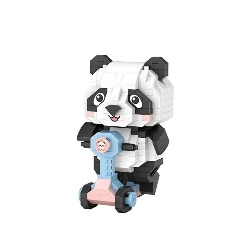 LOZ Tatlış Serisi: Sürücü Panda | 320 Parça Mikro Bloklar | 14+ Yaş | Hayvan Maketi