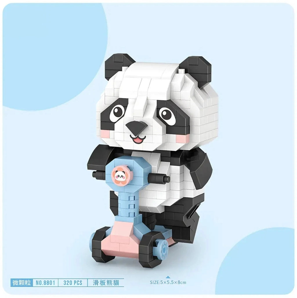 LOZ Tatlış Serisi: Sürücü Panda | 320 Parça Mikro Bloklar | 14+ Yaş | Hayvan Maketi