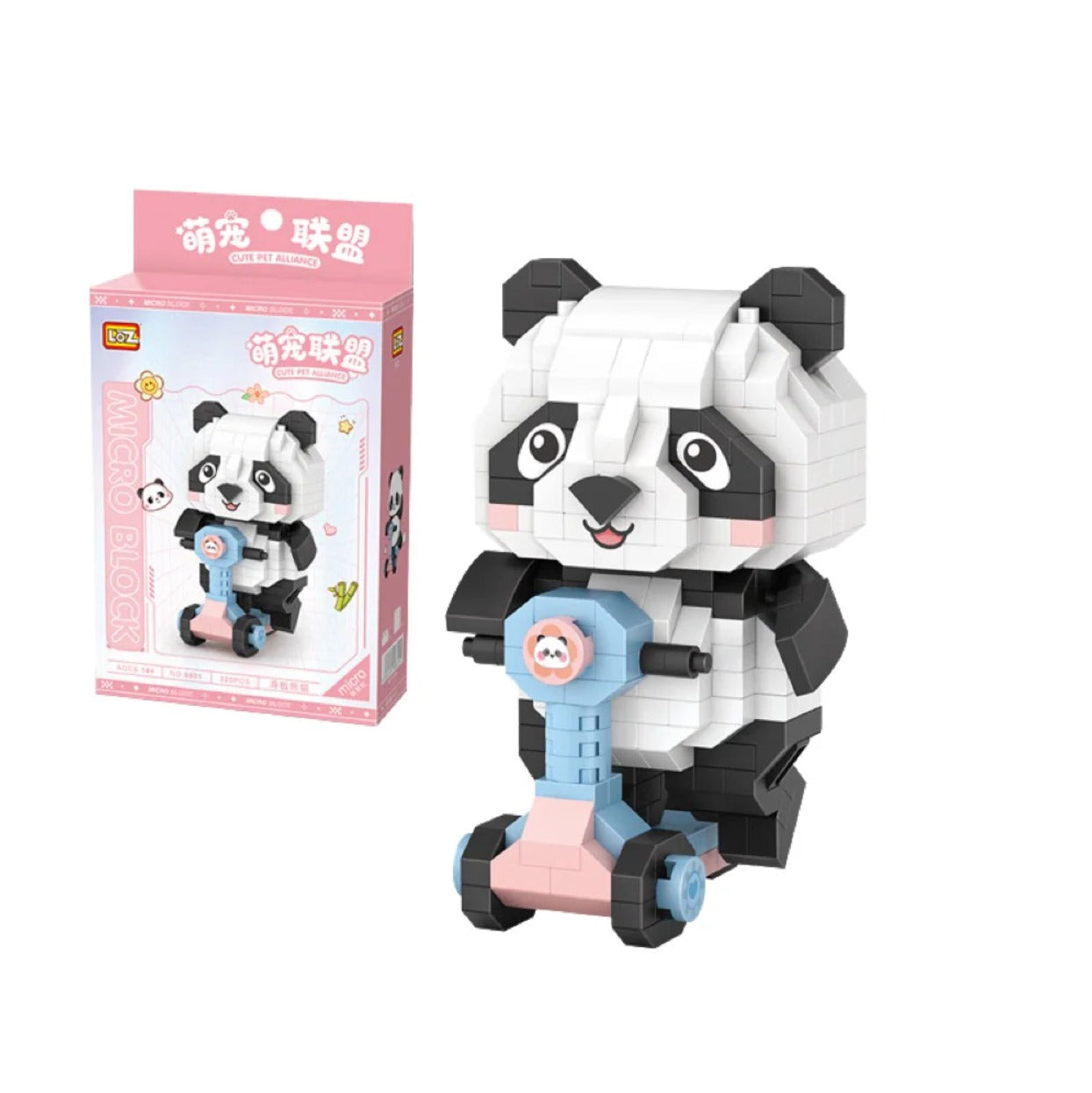 LOZ Tatlış Serisi: Sürücü Panda | 320 Parça Mikro Bloklar | 14+ Yaş | Hayvan Maketi