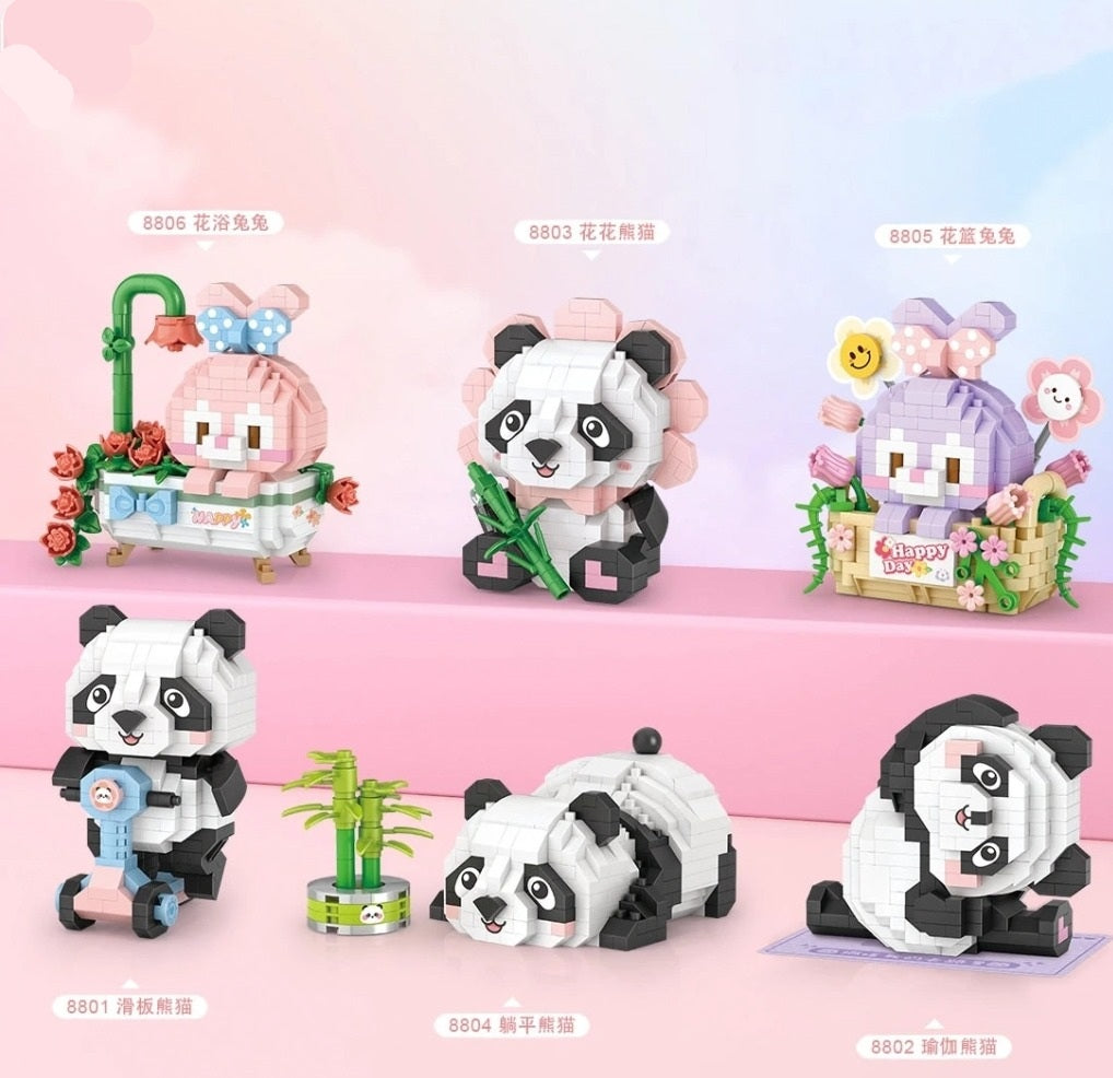 LOZ Tatlış Serisi: Oturan Panda | 350 Parça Mikro Bloklar | 14+ Yaş | Hayvan Maketi