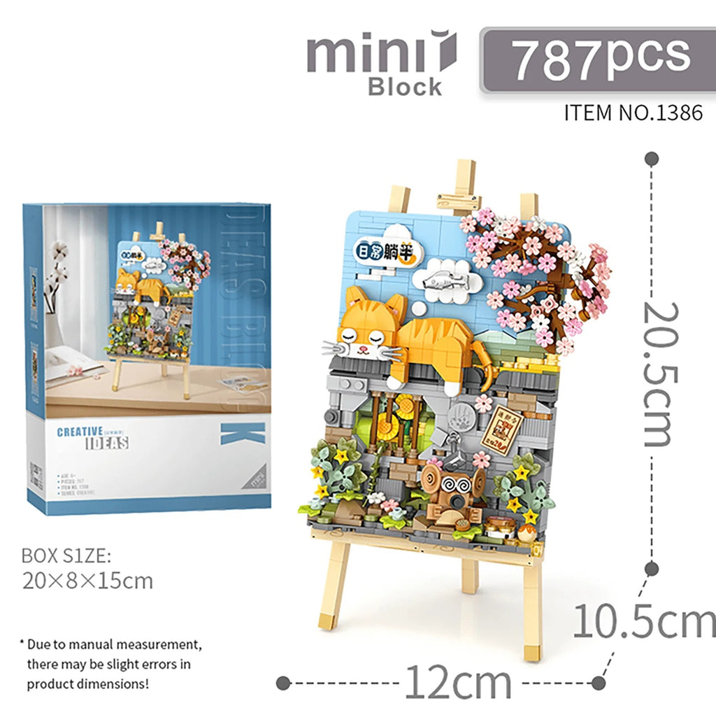 LOZ Tuval Serisi: Dinlenen Kedi | 787 Parça Mikro Bloklar | 6+ Yaş | Tablo Maketi