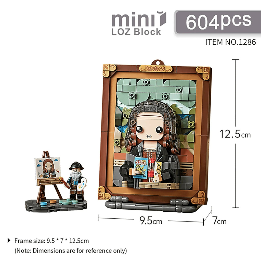 LOZ Tablo Serisi: Mona Lisa | 604 Parça Mikro Bloklar | 6+ Yaş | Çerçeve Maketi
