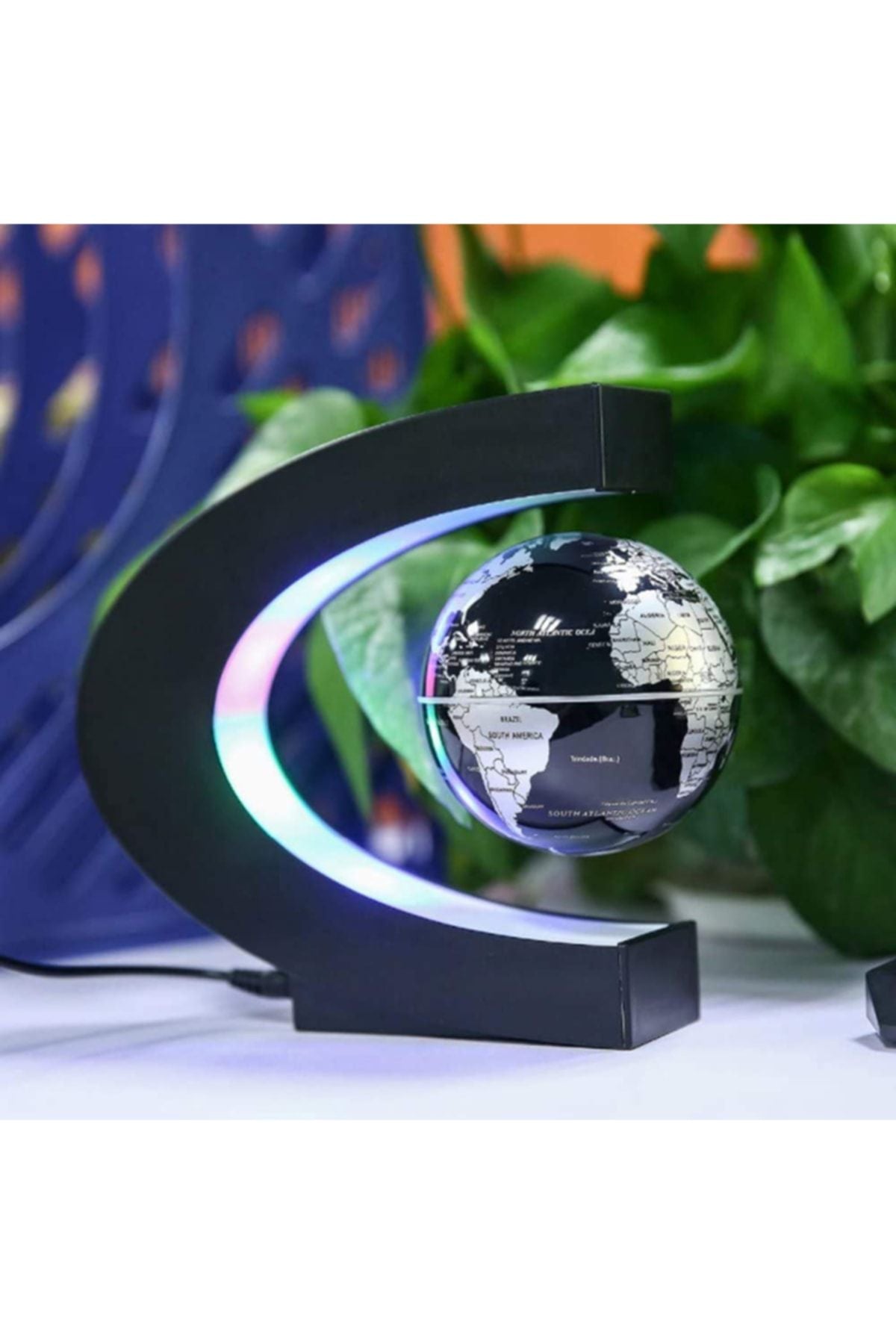 Manyetik Sihirli Led Hilal Dünya Küre Havada Duran Sihirli Dünya Siyah Renk