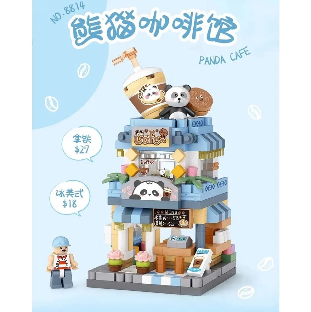 Sokak Mini Serisi: Panda Kahve Dükkanı | 410 Parça Mikro Bloklar | 14+ Yaş | Dükkan Maketi