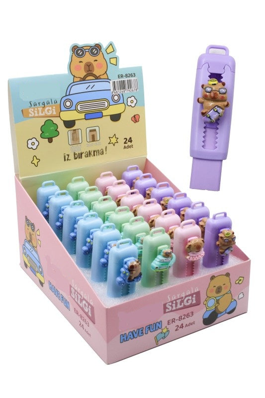 Havalı Capybara Sürgülü Silgi ER3213 Kapibara Açılan Silgi