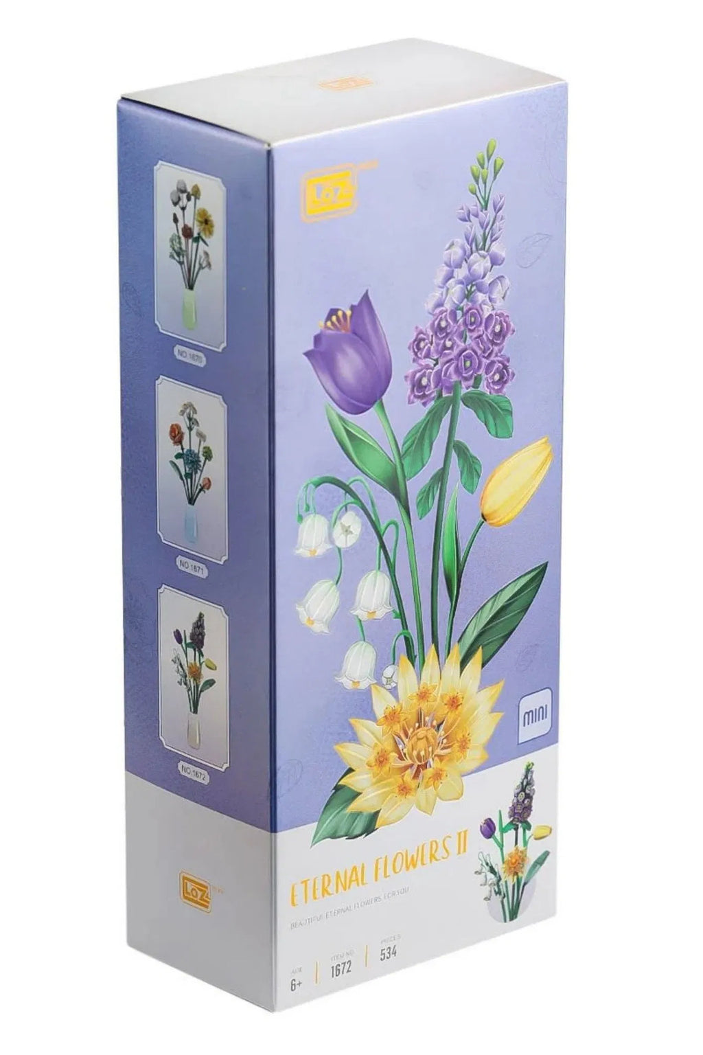 Mini 534 Parça Çiçek Buketi Blok Seti – Eternal Flowers II, 33 cm