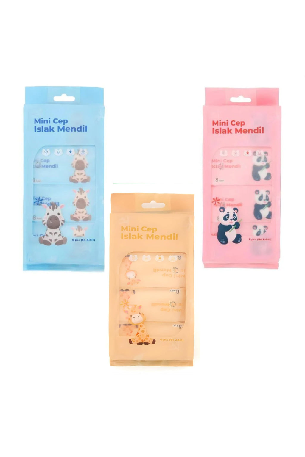 Mini Cep Islak Mendil - Pembe - Mavi - Sarı