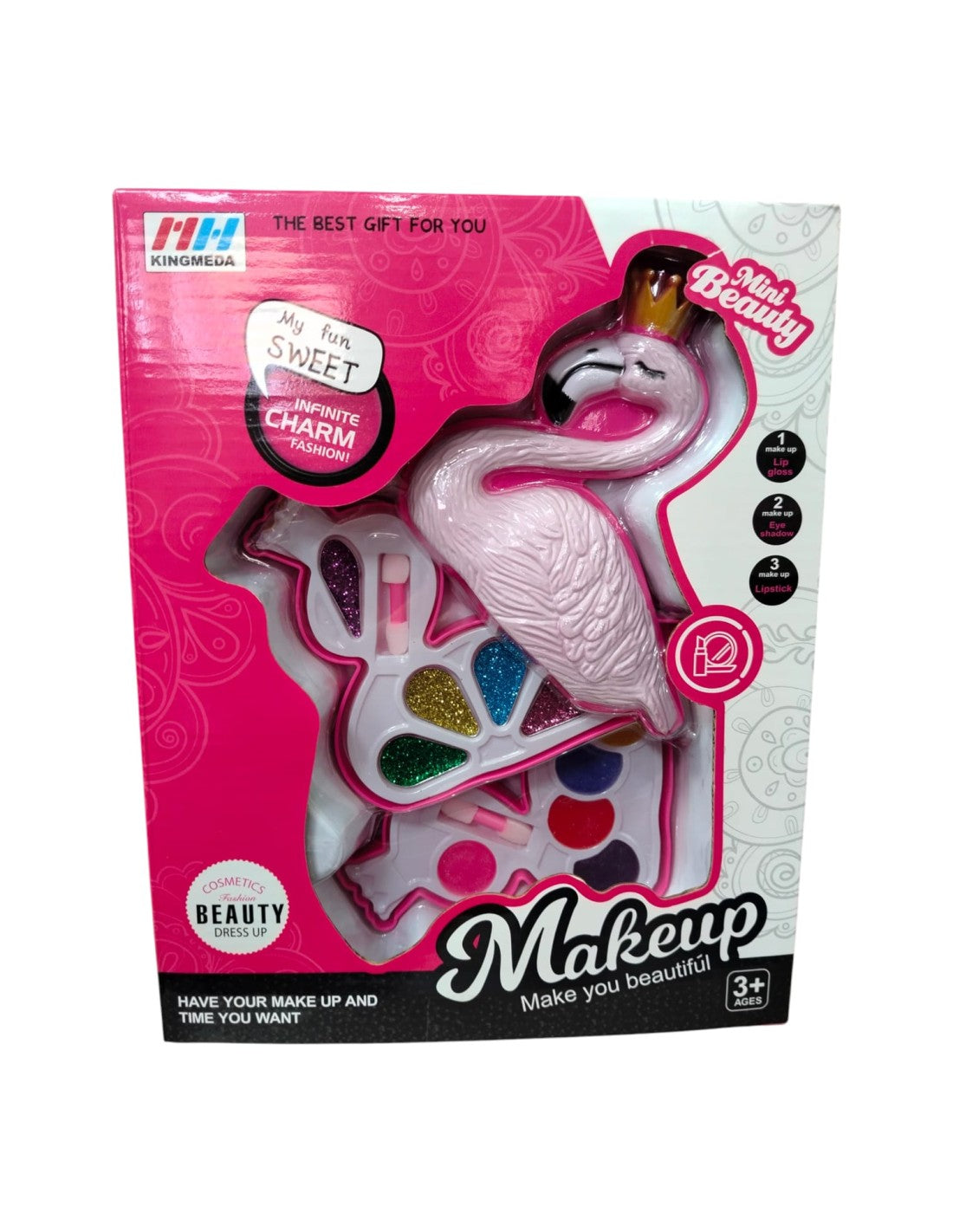 Flamingo Figürlü İki Katlı Oyuncak Makyaj Seti