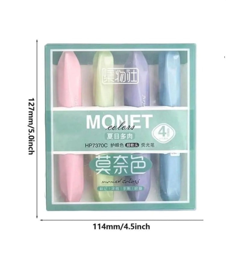 Monet Kawaii 4'lü Pastel Renk Fosforlu Kalem Seti Yumuşak Renkler
