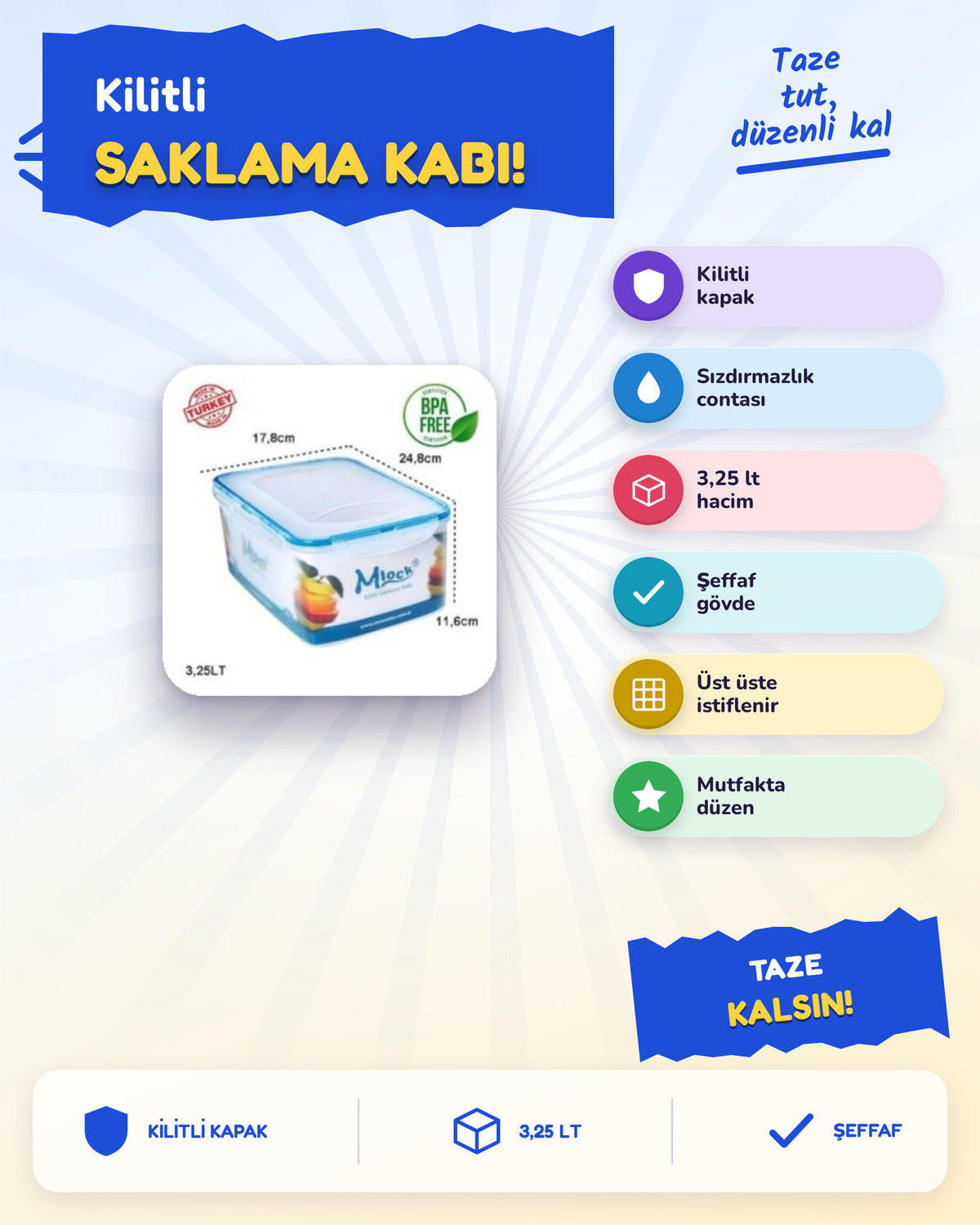 Moonstar Mlock ML-162 Saklama Kabı 3,25 lt