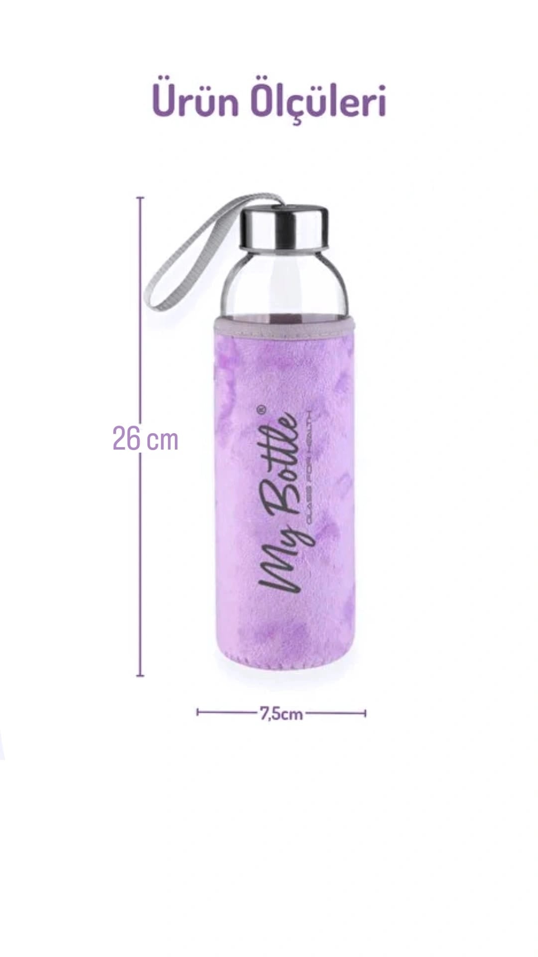 My Bottle Peluş Kılıflı Cam Matara 750 ml
