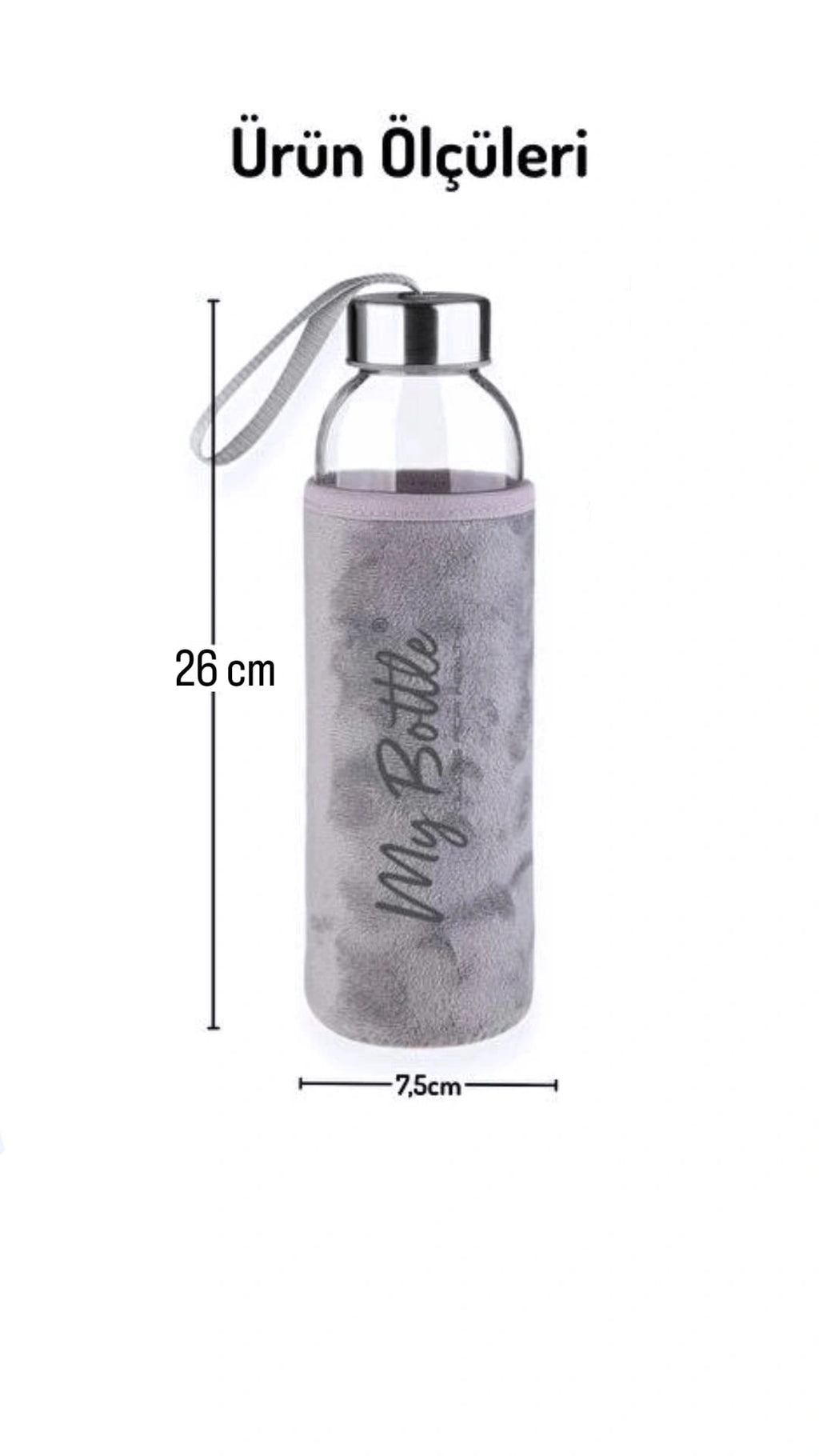 My Bottle Peluş Kılıflı Cam Matara 750 ml